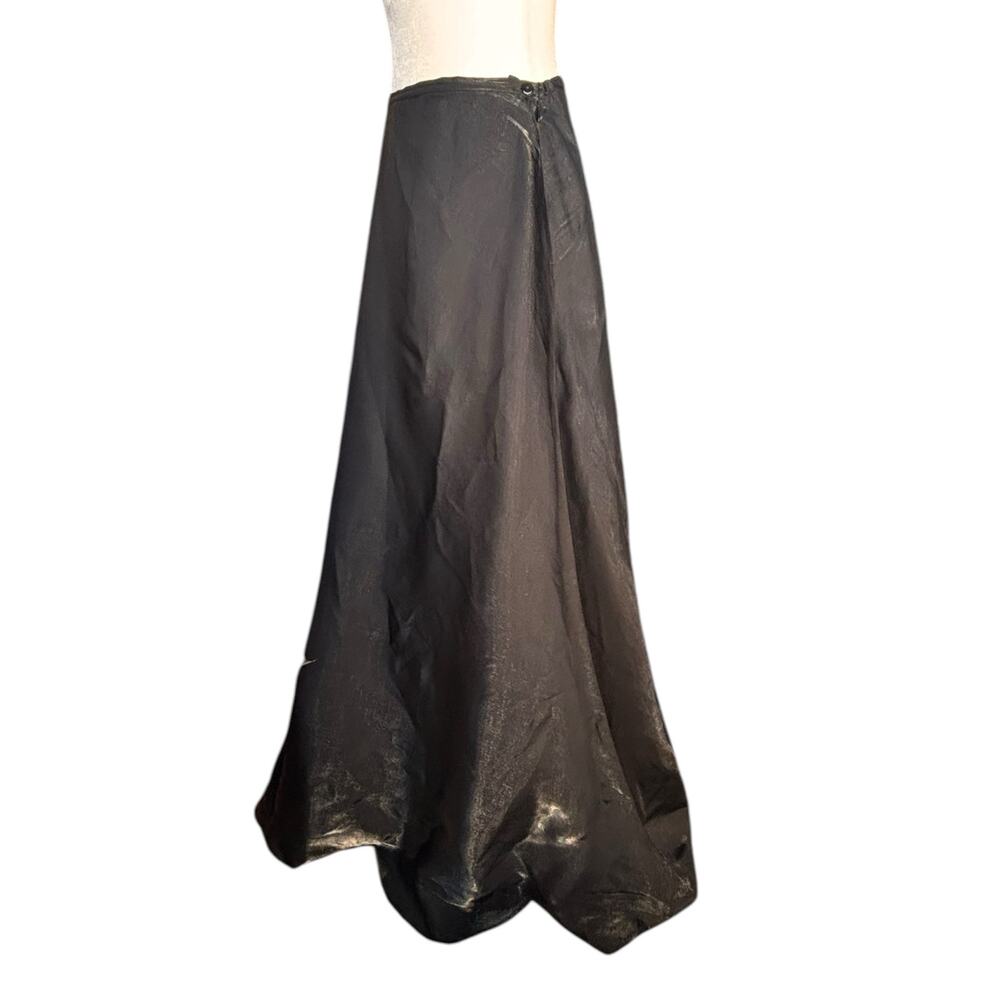 Vintage Notations Black Maxi Skirt Bias Cut Shiny Slip Skirt‎ Medium Minimalist